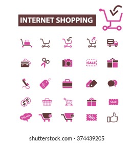 internet shopping, retail, cart, sales, store  icons, signs vector concept set for infographics, mobile, website, application
