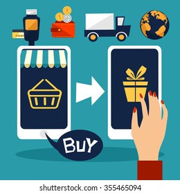 Internet shopping. smartphone. flat design.