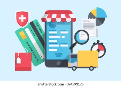 Internet shopping, vector background