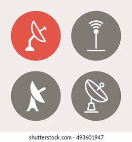 Internet Signal Icons. Telephony Connection Symbol. Radio Antenna Vector Object.