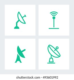 Internet Signal Icons. Telephony Connection Symbol. Radio Antenna Vector Object.