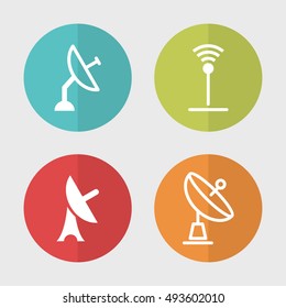 Internet Signal Icons. Telephony Connection Symbol. Radio Antenna Vector Object.