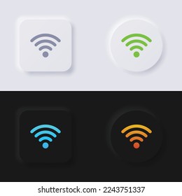 Internet Signal wave symbol icon set, Multicolor neumorphism button soft UI Design for Web design, Application UI and more, Button, Vector.