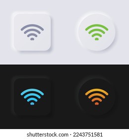 Internet Signal wave symbol icon set, Multicolor neumorphism button soft UI Design for Web design, Application UI and more, Button, Vector.
