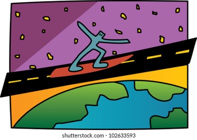 Internet signs and symbols featuring cartoon characters acting out web related words and concepts