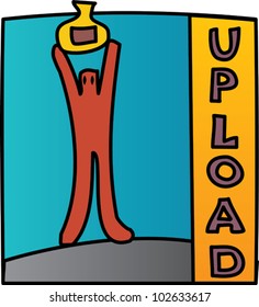 Internet signs and symbols featuring cartoon characters acting out web related words and concepts