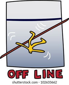 Internet signs and symbols featuring cartoon characters acting out web related words and concepts