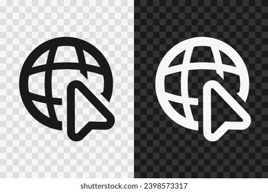 Internet silhouette icon, vector glyph sign. Internet symbol isolated on dark and light transparent backgrounds.