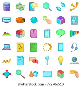 Internet site icons set. Cartoon style of 36 internet site vector icons for web isolated on white background