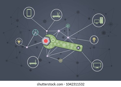 Internet and smart house services and repairs conceptual illustration