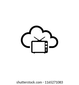 Internet Smart Television, Online HD TV. Flat Vector Icon illustration. Simple black symbol on white background. Internet Smart Television, Online HD TV sign design template for web mobile UI element