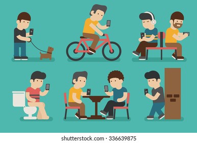 Internet and smartphone addiction , eps10 vector format