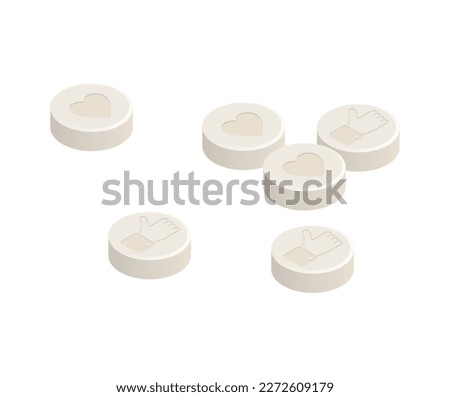 Internet smartphone gadget addiction isometric concept with white pills with social media symbols vector illustration