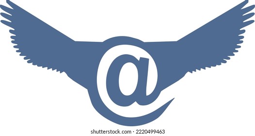 Internet snail with flight wings-