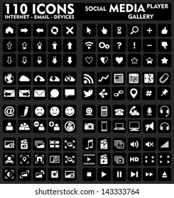 Internet & Social Media - 110 Icons Set - Vector icons and buttons useful in any web and media application design.