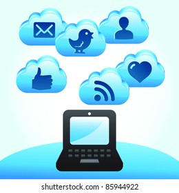 Internet social media concept with cloud computing