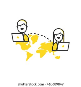Internet, social network vector icon