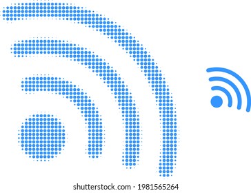 Internet-Quellpunkt-Halbpunkt-Icon-Illustration. Halftone Muster enthält runde Elemente. Vektorgrafik von Internet-Quellsymbol auf weißem Hintergrund.