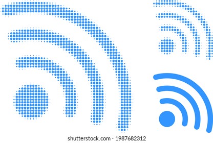Internet source halftone dotted icon. Halftone pattern contains circle elements. Vector illustration of internet source icon on a white background.