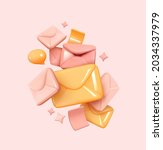 Internet Spam, mail, email, dialogue bubble. Creative concept composition. Realistic 3d symbol. Abstract cartoon design. Isolated on pink background. Vector illustration