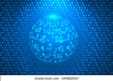internet speed development 3g, 4g and 5g digital technology abstract background. internet futuristic innovation background.