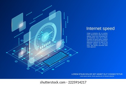 Internet speed flat 3d isometric vector concept illustration