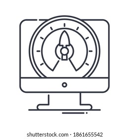 Internet speed icon, linear isolated illustration, thin line vector, web design sign, outline concept symbol with editable stroke on white background.