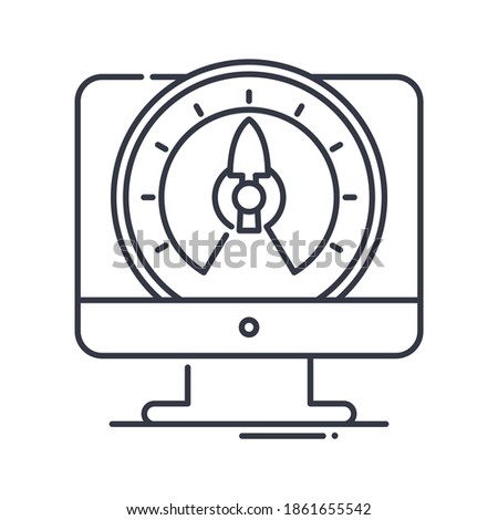 Internet speed icon, linear isolated illustration, thin line vector, web design sign, outline concept symbol with editable stroke on white background.