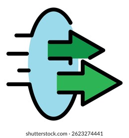 Internet speed icon. Outline internet speed vector icon color flat isolated