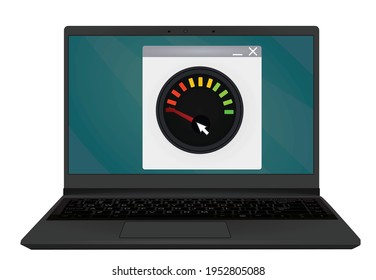 Internet speed on laptop. vector illustration