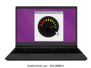Velocidad de Internet en el portátil. ilustración vectorial