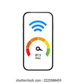 Internet-Geschwindigkeit auf dem Bildschirm. Vektorgrafik
