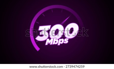Internet Speed Test 300 Megabits Per Second Dashboard Display.
