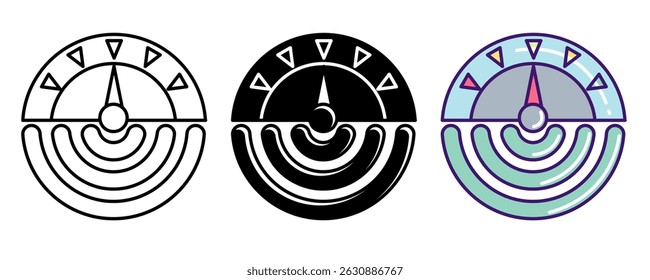Internet Speed Test icon represented by signal, speed meter Line, Filled, Color style.