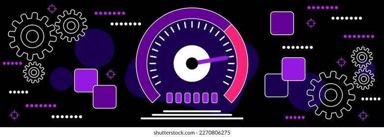 Velocidad de Internet, control de tráfico estilo de tema oscuro vectorial ilustración de concepto