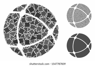 Internet sphere composition of rough parts in variable sizes and color tinges, based on internet sphere icon. Vector rough dots are composed into composition.