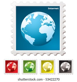concepto de marca de Internet con icono mundial y sombra
