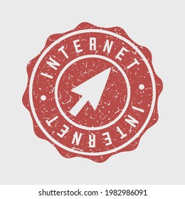 Internet Stamp Postal. Computer Silhouette Seal. Passport Round Design. Vector Icon. Design Retro Technology Symbol.