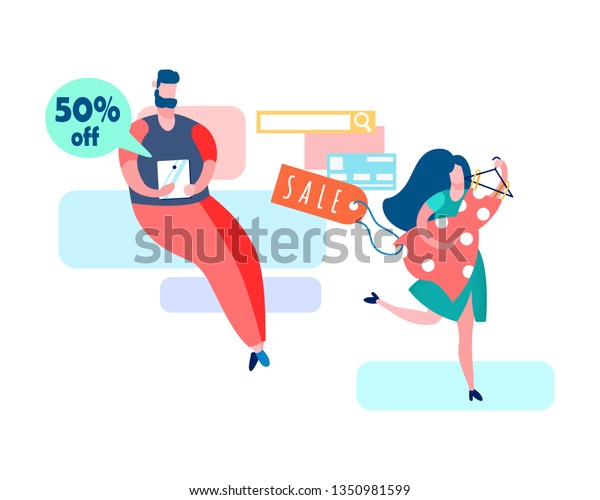 Internet Store Clearance Sale Vector Illustration Stock Vector Royalty Free 1350981599