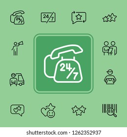 Internet store line icon set. Bar code, courier, like. Online shopping concept. Can be used for topics like customer feedback, delivery, rating