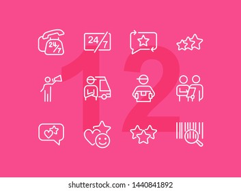 Internet store line icon set. Bar code, courier, like. Online shopping concept. Can be used for topics like customer feedback, delivery, rating