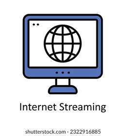 Internet Streaming Filled Outline Icon Design illustration. Online Steaming Symbol on White background EPS 10 File