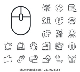 Internet surf device sign. Place location, technology and smart speaker outline icons. Computer Mouse icon. PC equipment symbol. Computer Mouse line sign. Influencer, brand ambassador icon. Vector