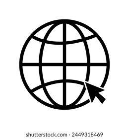 Internet symbol Go to web Icon. www icon Web click icon. Globe and arrow symbol. Vector illustration. Eps file 311.