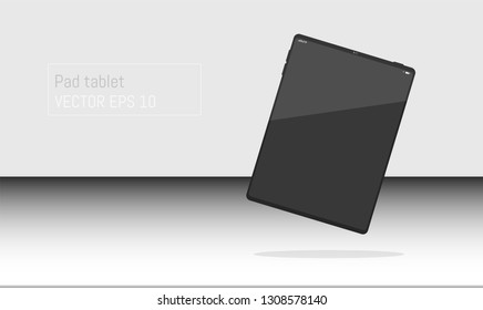 Internet tablet, Web tablet, tablet Realistic Flat Styles Isolated with Text on Transparent Background. Vector Illustration EPS 10. Black color.