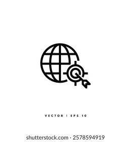 Internet Target Icon. Editable Stroke
