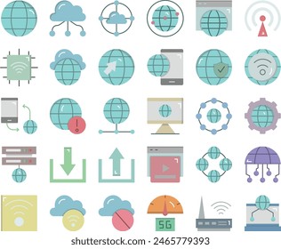 Internet Tech icon set vector design illustration stock