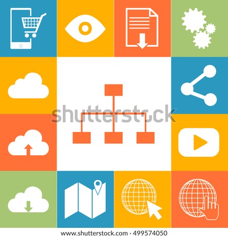 Internet technolody signs colorfull set. Flat vector illustration