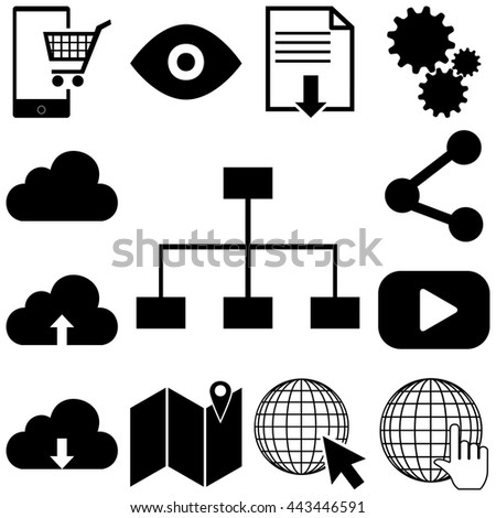 Internet technolody signs set. Flat vector illustration