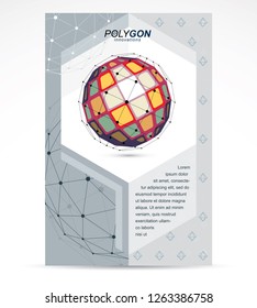 Internet technologies corporation business promotion idea. Tech abstract shape, bright vector polygonal figure.